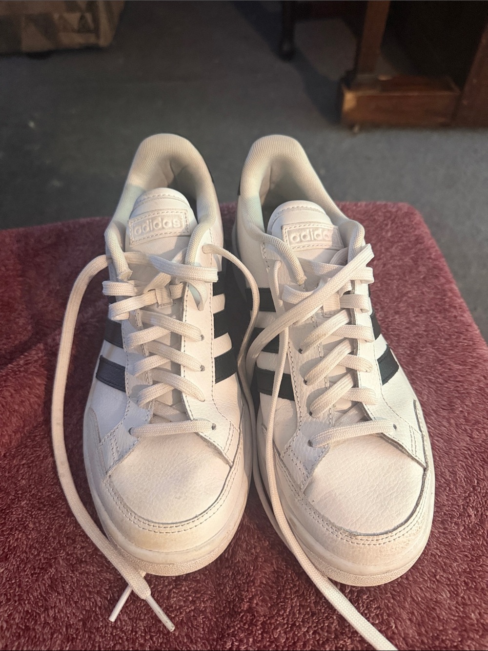 adidas White Sneakers with Black Three-Stripes